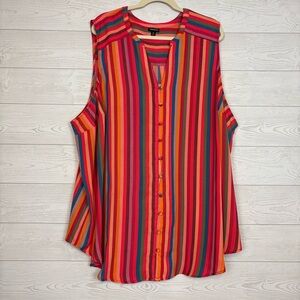 Torrid Stripe Button Down Sleeveless Tank Top Blouse Size 6X